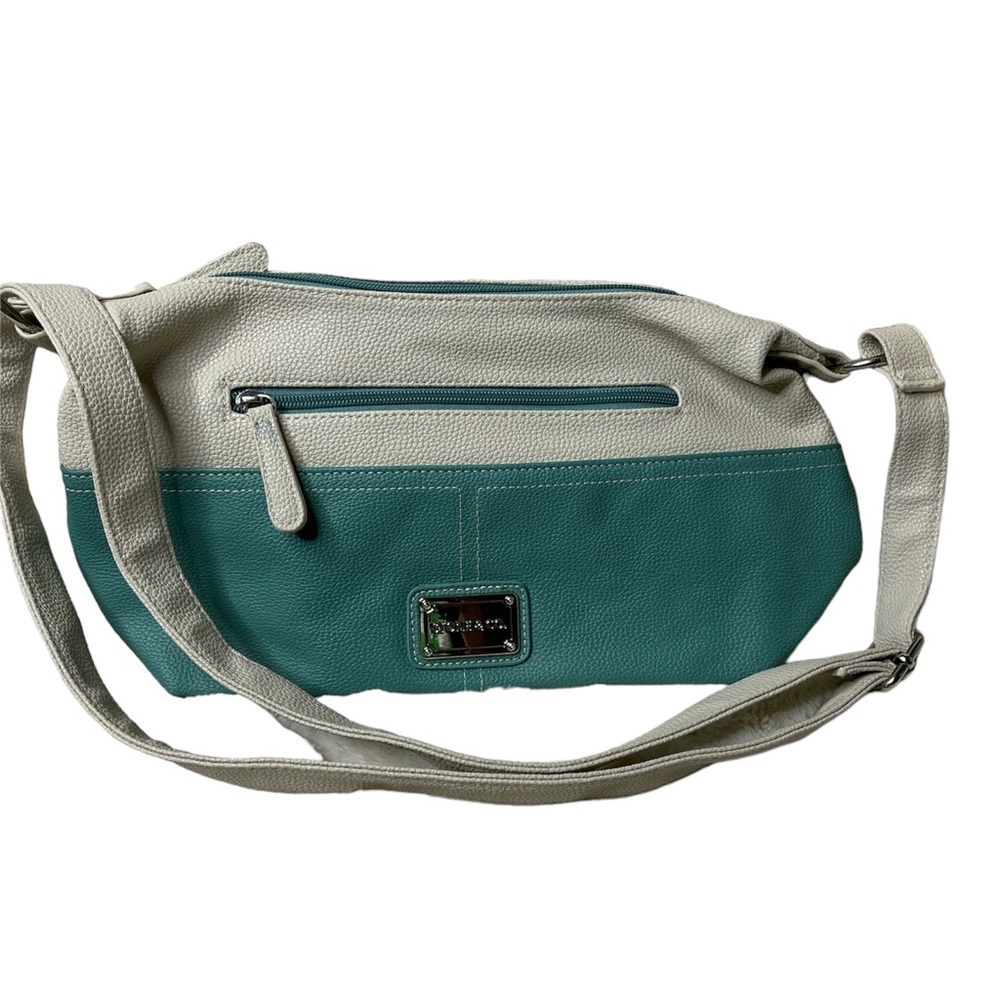 Stone & Co. two-tone crossbody. Double zipper top closure